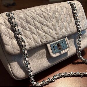 Karl Lagerfeld Quilted Shoulder Bag in Light Gray